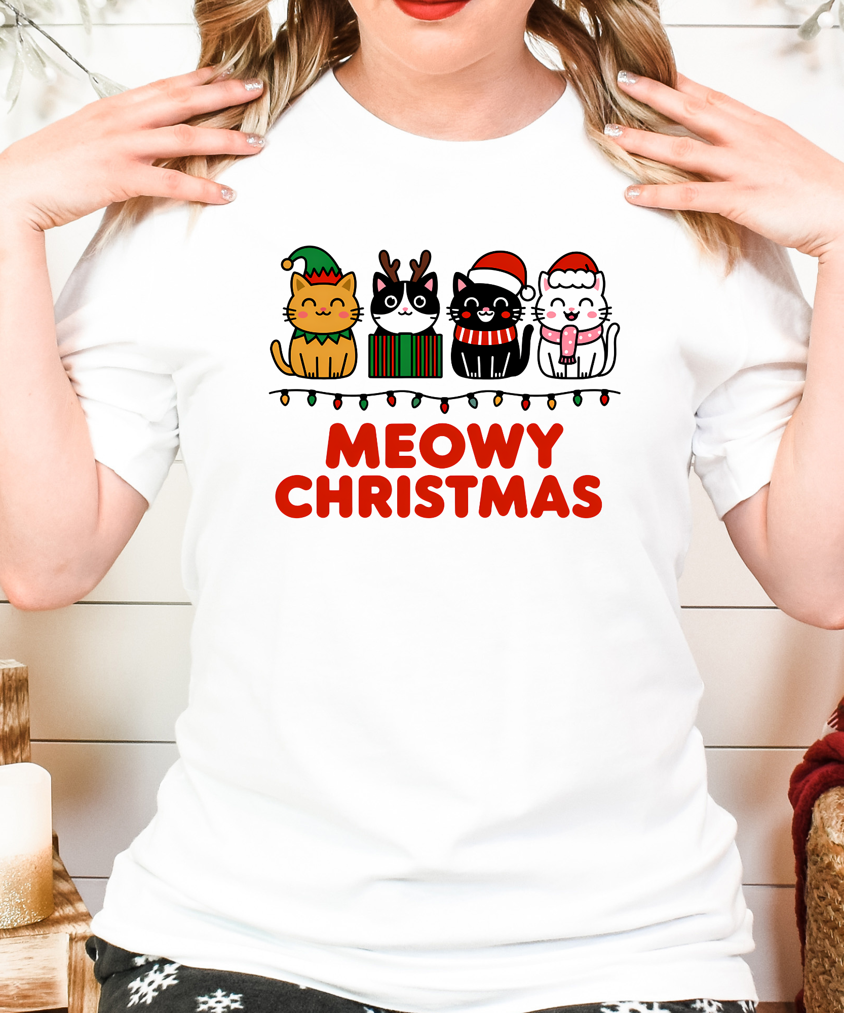 Meowy Christmas Cat Shirt – Cute Holiday Kitty Gift Tee