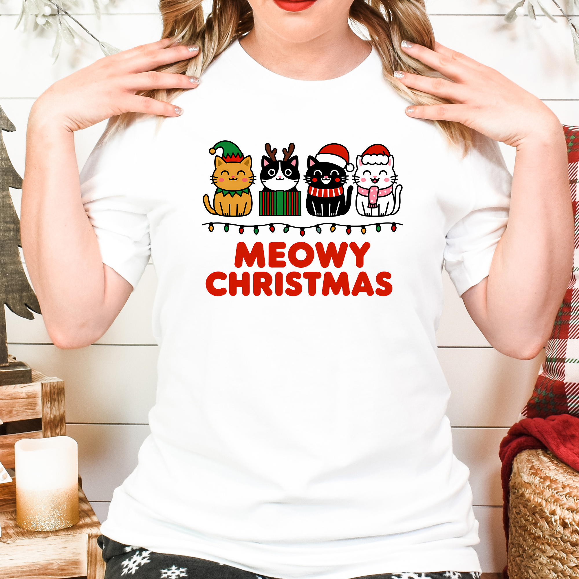 Meowy Christmas Cat Shirt – Cute Holiday Kitty Gift Tee