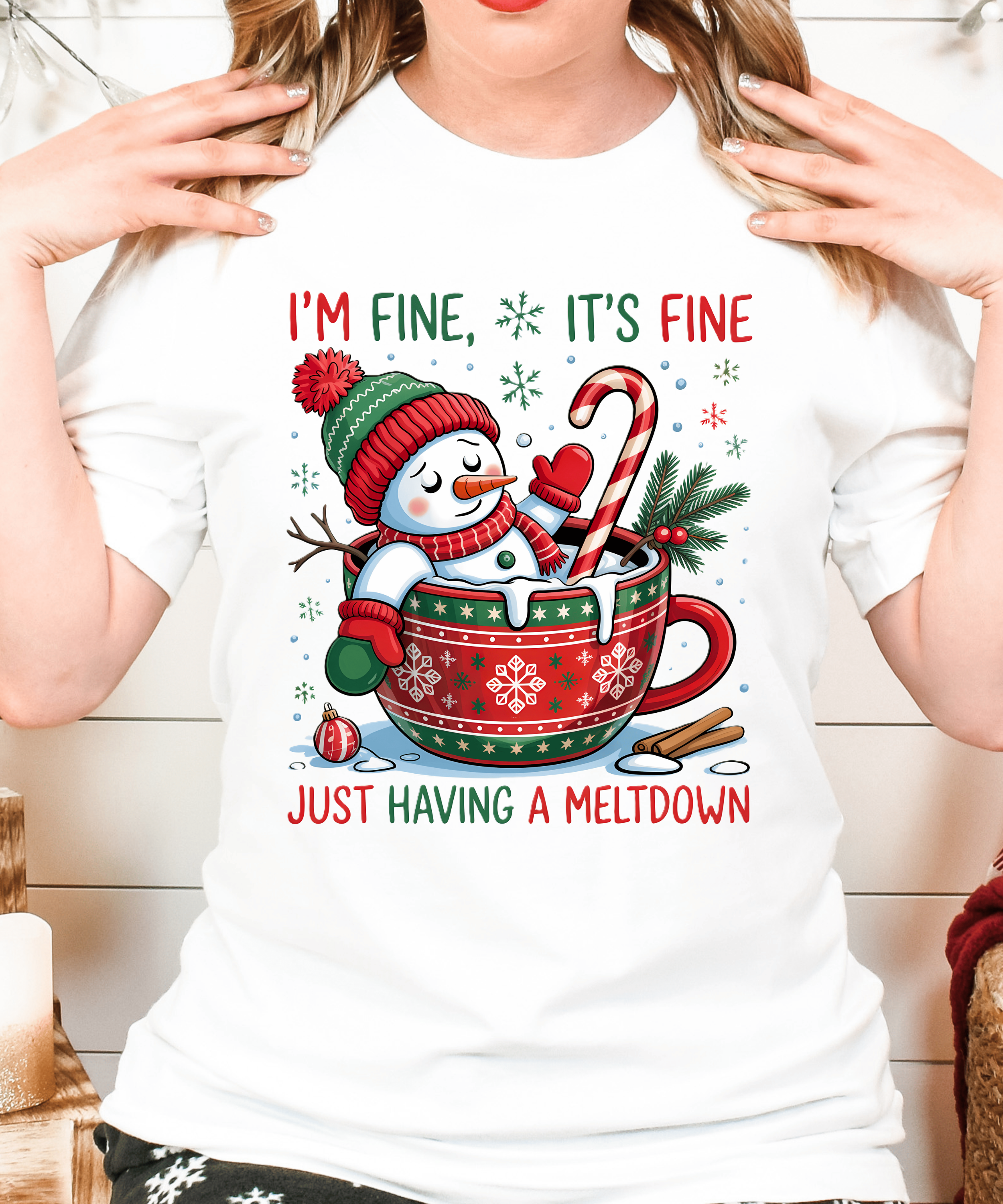 Funny Xmas Snowman Shirt Holiday Humor Meltdown Tee Cute Winter Coffee Gift Festive Party Outfit
