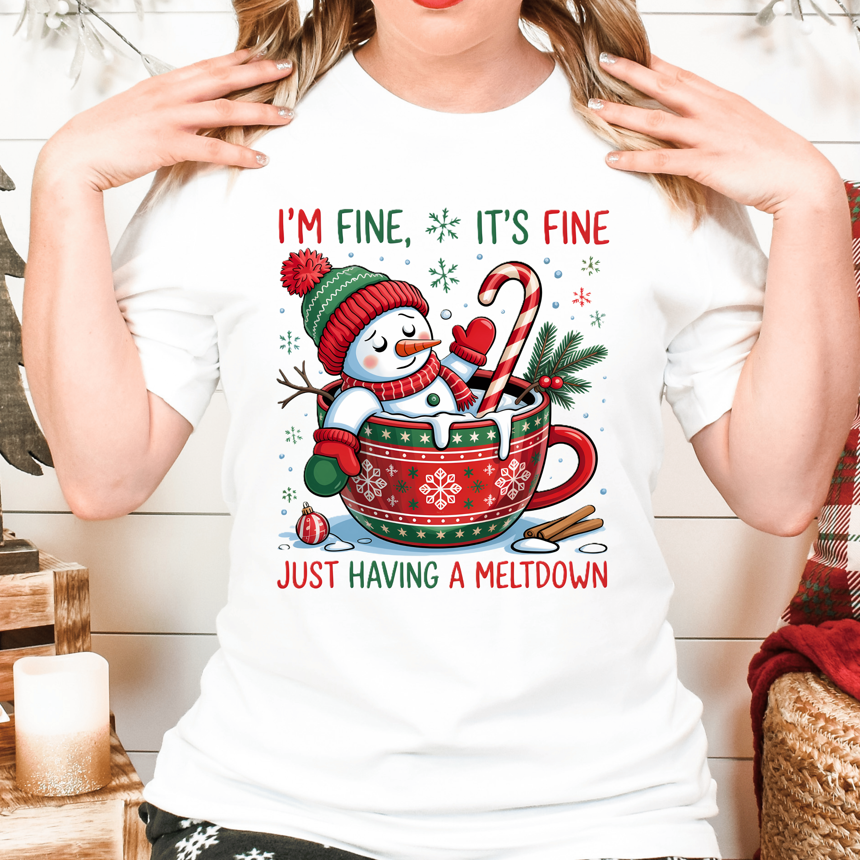 Funny Xmas Snowman Shirt Holiday Humor Meltdown Tee Cute Winter Coffee Gift Festive Party Outfit