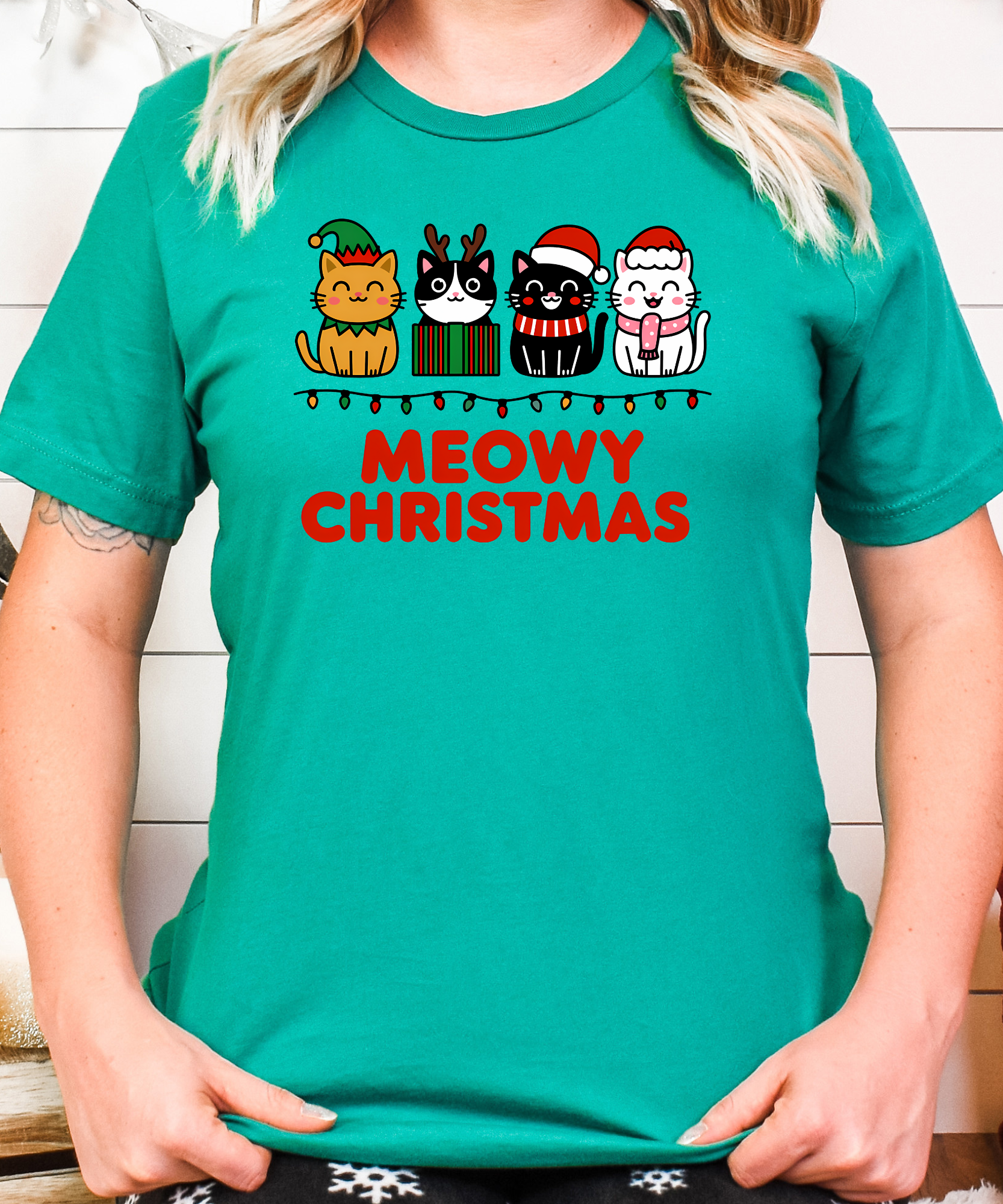Meowy Christmas Cat Shirt – Cute Holiday Kitty Gift Tee