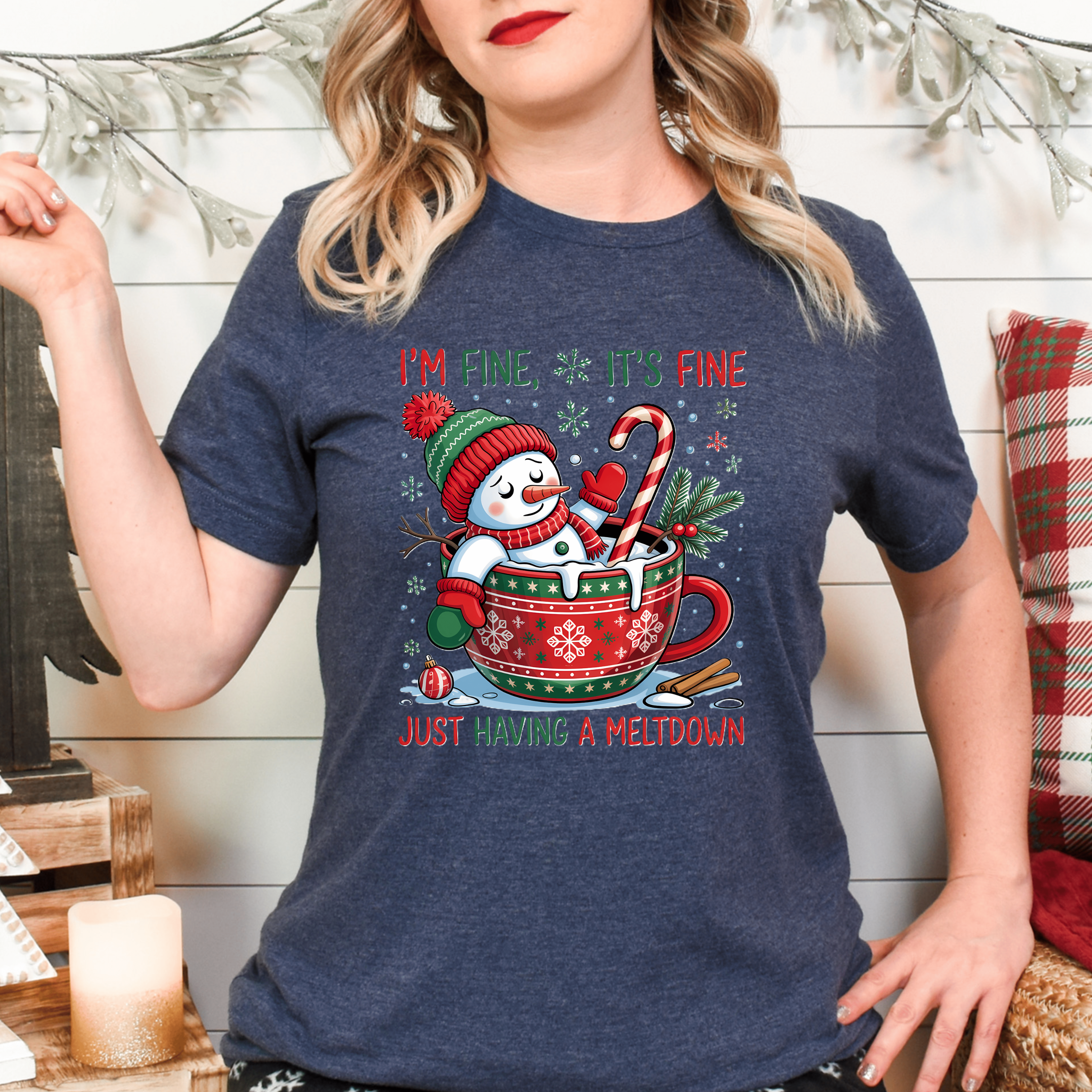 Funny Xmas Snowman Shirt Holiday Humor Meltdown Tee Cute Winter Coffee Gift Festive Party Outfit