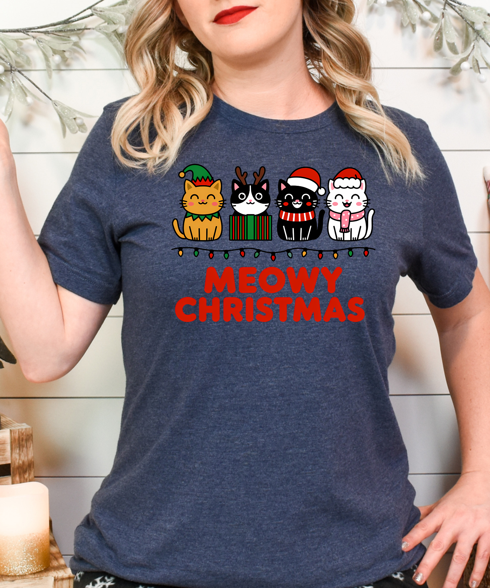Meowy Christmas Cat Shirt – Cute Holiday Kitty Gift Tee