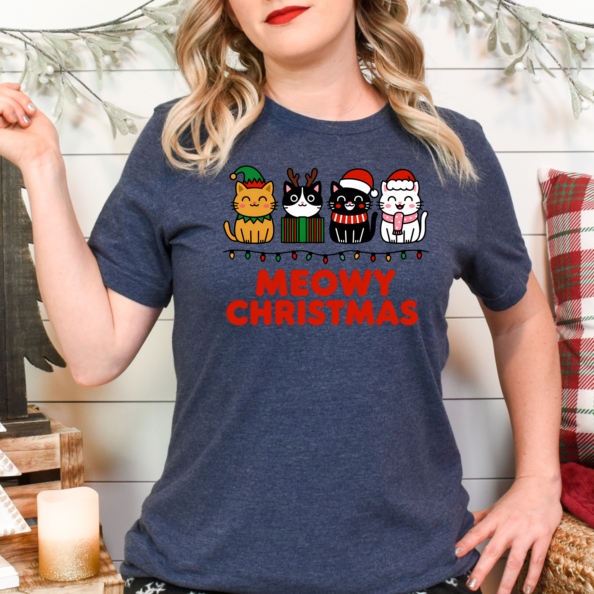 Meowy Christmas Cat Shirt – Cute Holiday Kitty Gift Tee