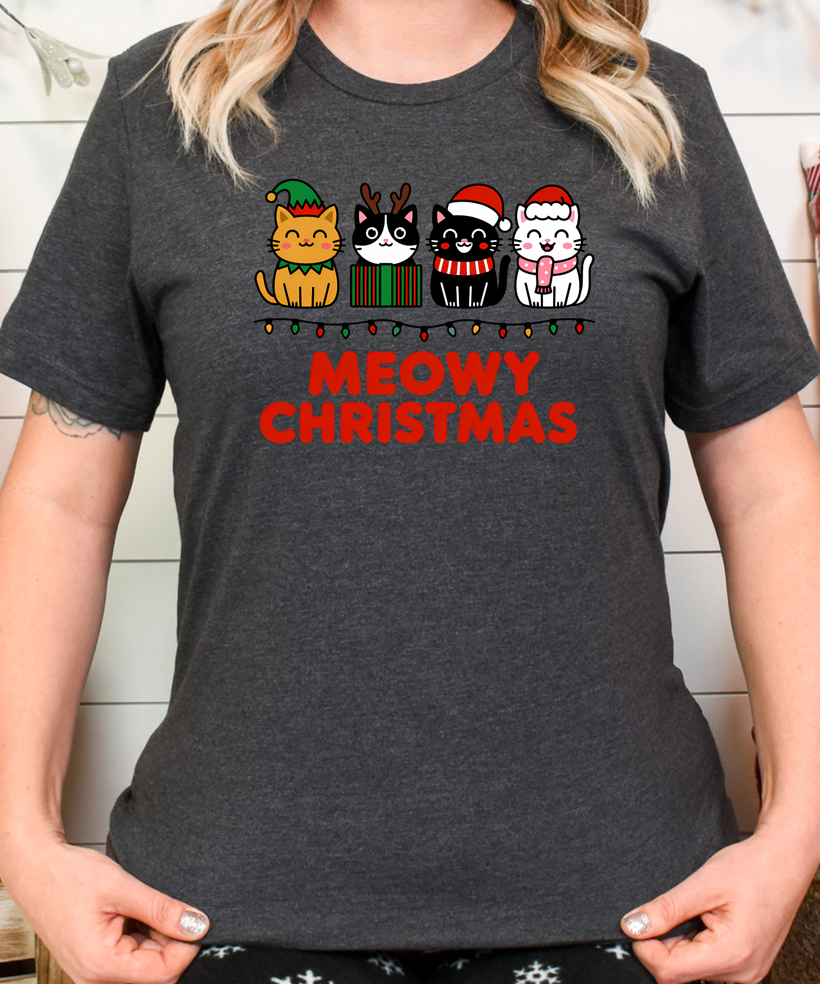 Meowy Christmas Cat Shirt – Cute Holiday Kitty Gift Tee
