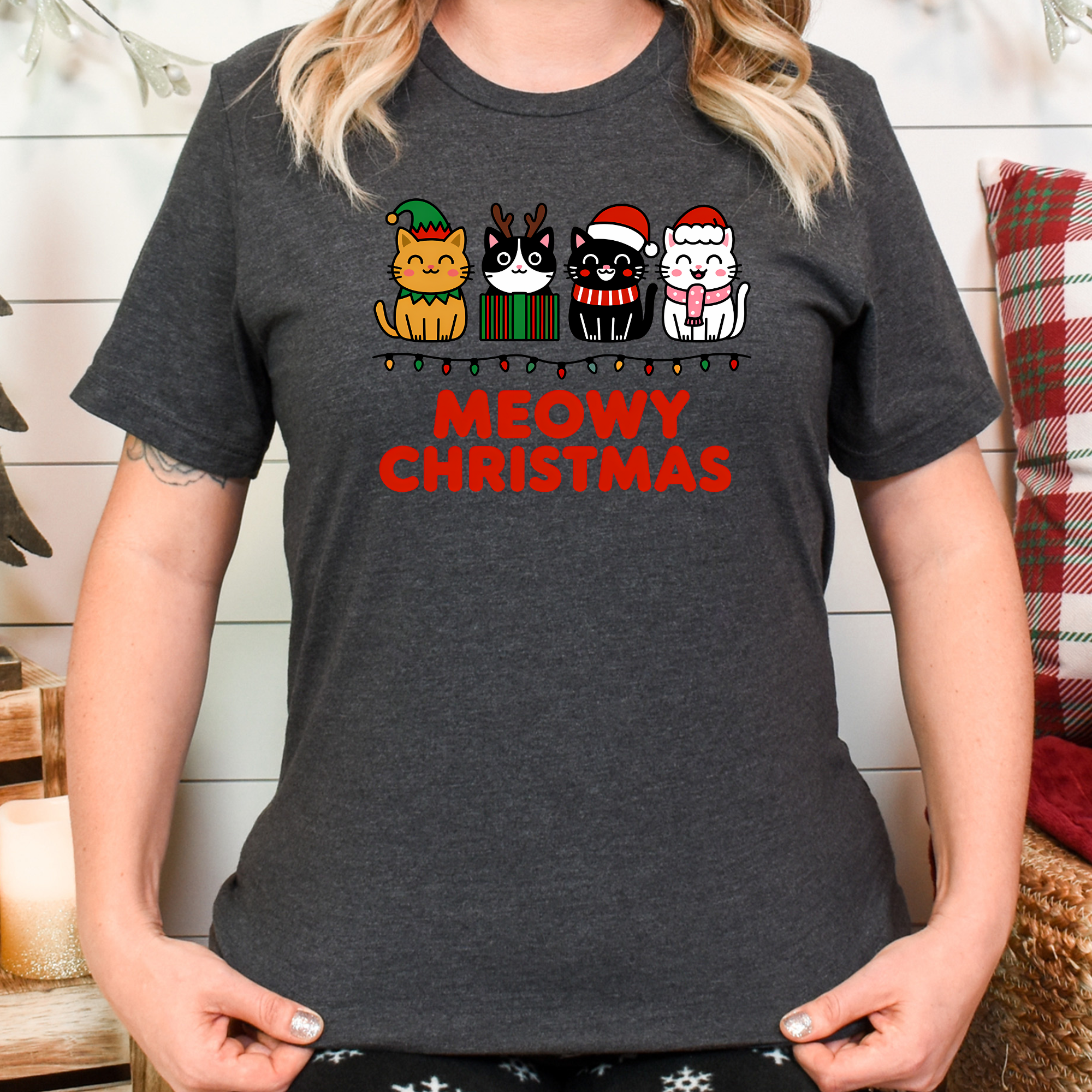 Meowy Christmas Cat Shirt – Cute Holiday Kitty Gift Tee